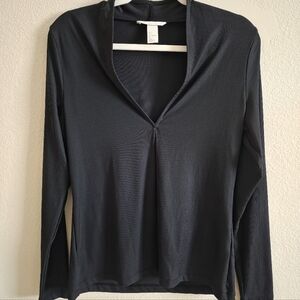 H&M Black V-Neck Long Sleeve Blouse